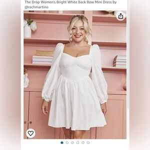 Plus Size White Bow Dress for Wedding/Rehearsal/Bachelorette